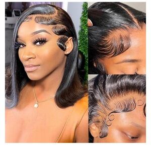 Black Lace Front Wig with Defined Baby Hairs - Sleek Side Part